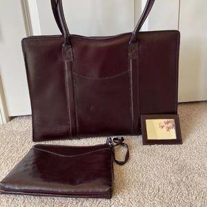 AVENUES in Leather Purse Tote Computer Burgundy